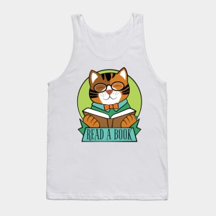 Tiger Cat Read a Book Tank Top